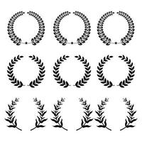 Laurel Wreath Flora theme on a white background set vector