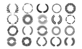 Laurel Wreath Flora theme on a white background set vector