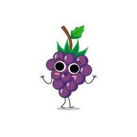 Cute vector grape fruit character in different action emotion. Collection of grape characters in different expressions, Funny fruit character isolated on white background