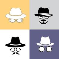 icono de incógnito hombre mujer cara con gafas gráfico vectorial en blanco y negro. línea de agente espía e icono de glifo, seguridad y detective, gráficos vectoriales de signos de piratas informáticos, icono lineal de trazo editable vector