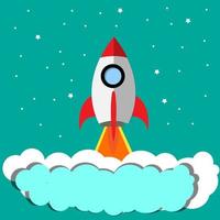 Rocket launch ship. start up, illustration concept of new business product on a market. vector