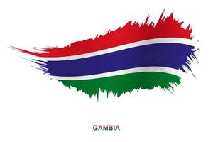 Flag of Gambia in grunge style with waving effect. vector