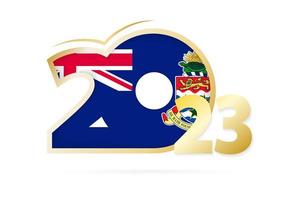 Year 2023 with Cayman Islands Flag pattern. vector