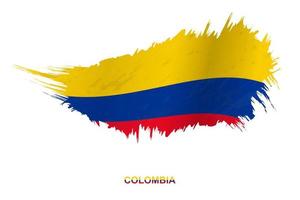 Flag of Colombia in grunge style with waving effect. vector