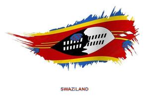 Flag of Swaziland in grunge style with waving effect. vector