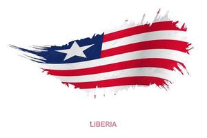 Flag of Liberia in grunge style with waving effect. vector