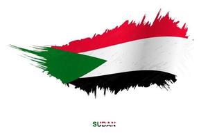Flag of Sudan in grunge style with waving effect. vector