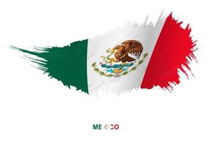 Flag of Mexico in grunge style with waving effect. vector