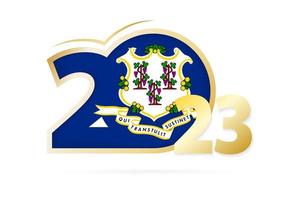 Year 2023 with Connecticut Flag pattern. vector