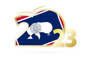 año 2023 con patrón de bandera de wyoming. vector