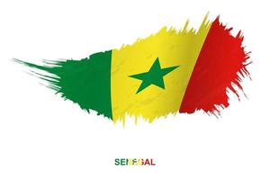 Flag of Senegal in grunge style with waving effect. vector