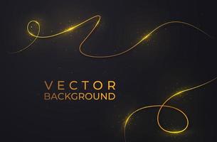 Two golden lines with light effects. Isolated on black transparent background. Vector illustration, eps 10