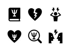 conjunto simple de iconos sólidos vectoriales relacionados con la salud mental vector