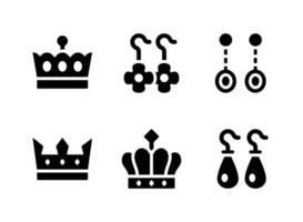 conjunto simple de iconos sólidos vectoriales relacionados con joyas. vector