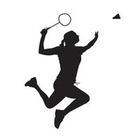 female jump smash. badminton player vector silhouette