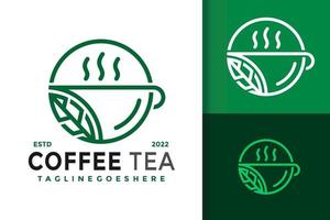 diseño de logotipo de café y té, vector de logotipos de identidad de marca, logotipo moderno, plantilla de ilustración vectorial de diseños de logotipos