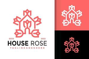 diseño del logotipo de la rosa de la casa, vector de logotipos de identidad de marca, logotipo moderno, plantilla de ilustración vectorial de diseños de logotipos