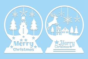 Christmas Snow Globe Paper Cut vector