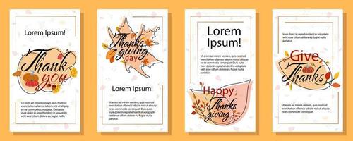 Thanksgiving day stickers vector illustration isolated on white background