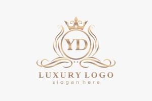 Initial YD Letter Royal Luxury Logo template in vector art for Restaurant, Royalty, Boutique, Cafe, Hotel, Heraldic, Jewelry, Fashion and other vector illustration.