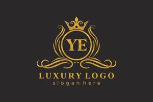 Initial YE Letter Royal Luxury Logo template in vector art for Restaurant, Royalty, Boutique, Cafe, Hotel, Heraldic, Jewelry, Fashion and other vector illustration.