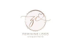 Initial ZC handwriting logo with circle template vector logo of initial wedding, fashion, floral and botanical with creative template.