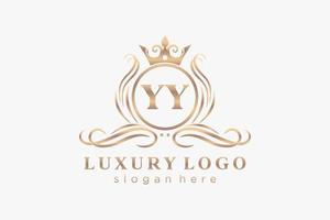 plantilla de logotipo de lujo real con letra yy inicial en arte vectorial para restaurante, realeza, boutique, cafetería, hotel, heráldica, joyería, moda y otras ilustraciones vectoriales. vector