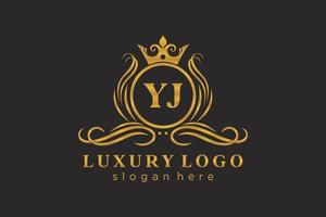 Initial YJ Letter Royal Luxury Logo template in vector art for Restaurant, Royalty, Boutique, Cafe, Hotel, Heraldic, Jewelry, Fashion and other vector illustration.