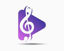 music play logo design template. simple music play illustration vector