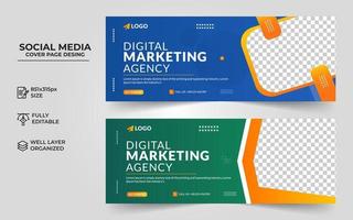 plantilla de banner de portada de redes sociales de marketing digital, portada de negocios creativos y diseño de vector de banner