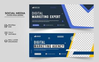 Digital marketing social media cover banner template, Creative business cover and banner vector desing