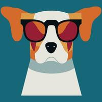 gráfico vectorial de ilustración de un perro beagle colorido con gafas de sol aislado bueno para icono, mascota, impresión, elemento de diseño o personalizar su diseño vector