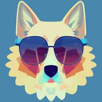 illustration Vector graphic of German shepherd dog wearing sunglasses isolated good for icon, mascot, print, design element or customize your design