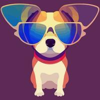 gráfico vectorial de ilustración de un perro beagle colorido con gafas de sol aislado bueno para icono, mascota, impresión, elemento de diseño o personalizar su diseño vector