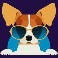 illustration Vector graphic of beagle dog wearing sunglasses isolated good for icon, mascot, print, design element or customize your design