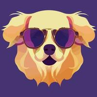 ilustración gráfica vectorial de un colorido perro golden retriever con gafas de sol aislado bueno para icono, mascota, impresión, elemento de diseño o personalizar su diseño vector