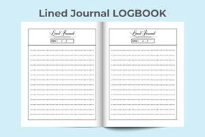 Lined journal notebook interior. Lined journal log book with a pencil. Logbook interior. Diary interior template. Task list diary template. Lined journal diary interior design. vector
