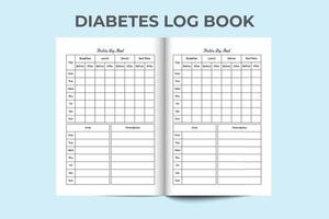 Diabetes log book interior. Weekly diabetes checker notebook. Medical log book and diabetes tracker interior. Medical tracker log book. vector