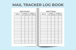 Mail tracker log book interior. Mail incoming and outgoing tracker notebook. Mail tracker template interior. Logbook interior. Mail checklist journal interior. vector