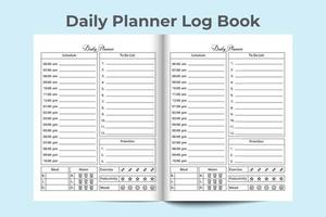 Daily planner journal interior. Daily routine planner notebook interior. Daily schedule journal interior. Daily planner log book template. Work schedule template interior. Task log book. vector