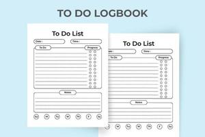 To-do list journal interior. Work list journal interior. To-do list logbook and Task tracker. Time management notebook. To do task logbook. Daily work checklist planner. Log book interior. vector