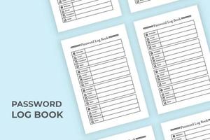 Password tracker log book interior. Password tracker notebook template. Website information tracker journal. Password notebook interior. Logbook interior. vector