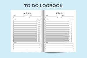 To-do list notebook interior. To-do list logbook and Task tracker. Task planner notebook. Work list journal interior. To do task logbook. Daily work checklist planner. Log book interior. vector