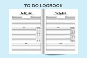 To-do list logbook interior. Time management journal. Work list planner interior. To-do list logbook and Task tracker. Daily work planner. To do task notebook. Log book interior. vector