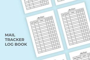 Mail tracker notebook interior. Mail checker journal template vector. Incoming and outgoing mail tracker log book. Mail checklist journal interior. Log book interior. vector