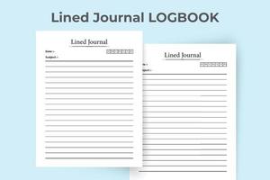 Lined journal log book. Lined journal work list journal template. Notebook interior. Lined journal template. Lined journal notebook. Work list planner template. vector