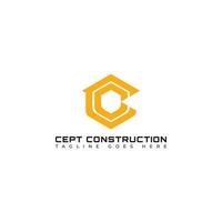 Abstract initial letter C or CC logo in yellow color isolated in white background applied for contractor company logo also suitable for the brands or companies have initial name CC or C. vector