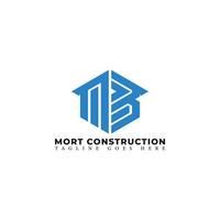 letra inicial abstracta mb o logotipo bm en color azul aislado en fondo blanco aplicado para el logotipo de la empresa de construcción residencial también adecuado para las marcas o empresas que tienen el nombre inicial bm o mb. vector