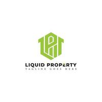 Abstract initial letter LP or PL logo in green color isolated in white background applied for business property logo also suitable for the brands or companies have initial name PL or LP. vector