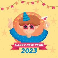 New year hand drawn flat cartoon background illustration vector